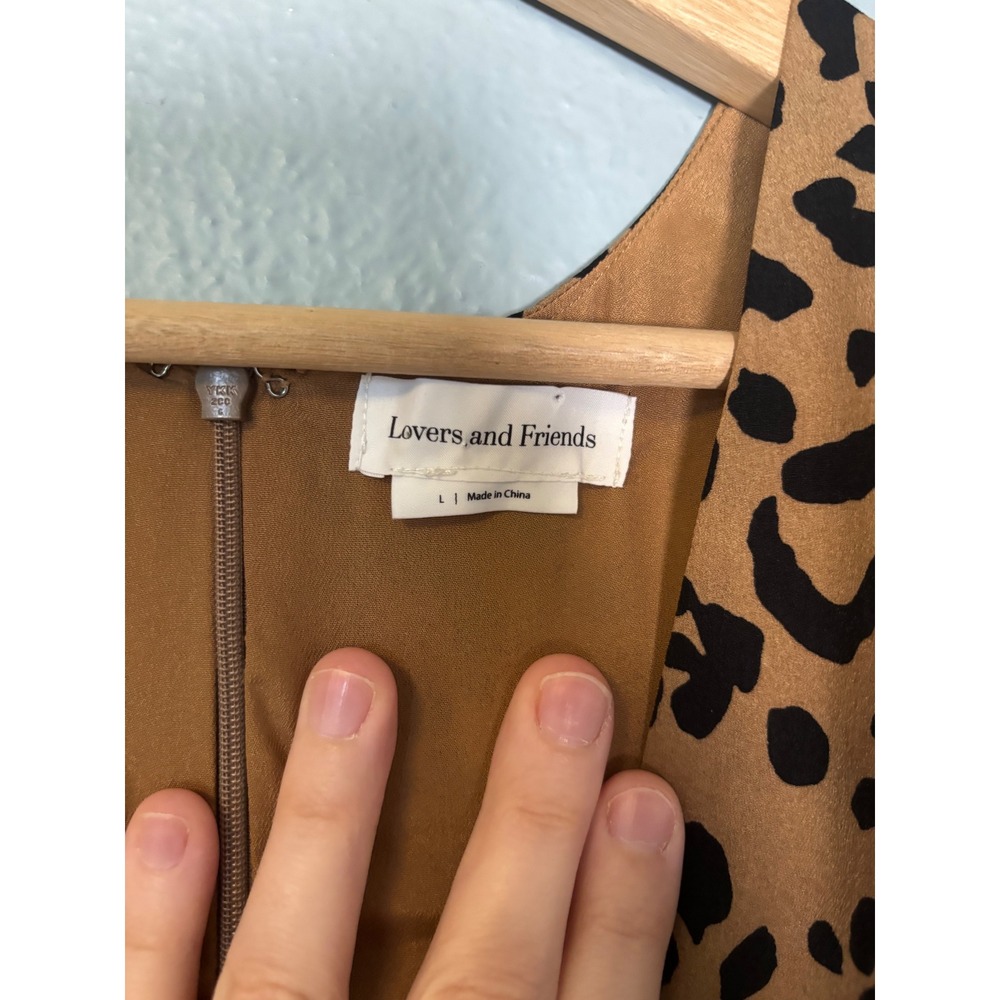 Lovers + Friends Tan Leopard Print Deep V Romper - Picture 4 of 12